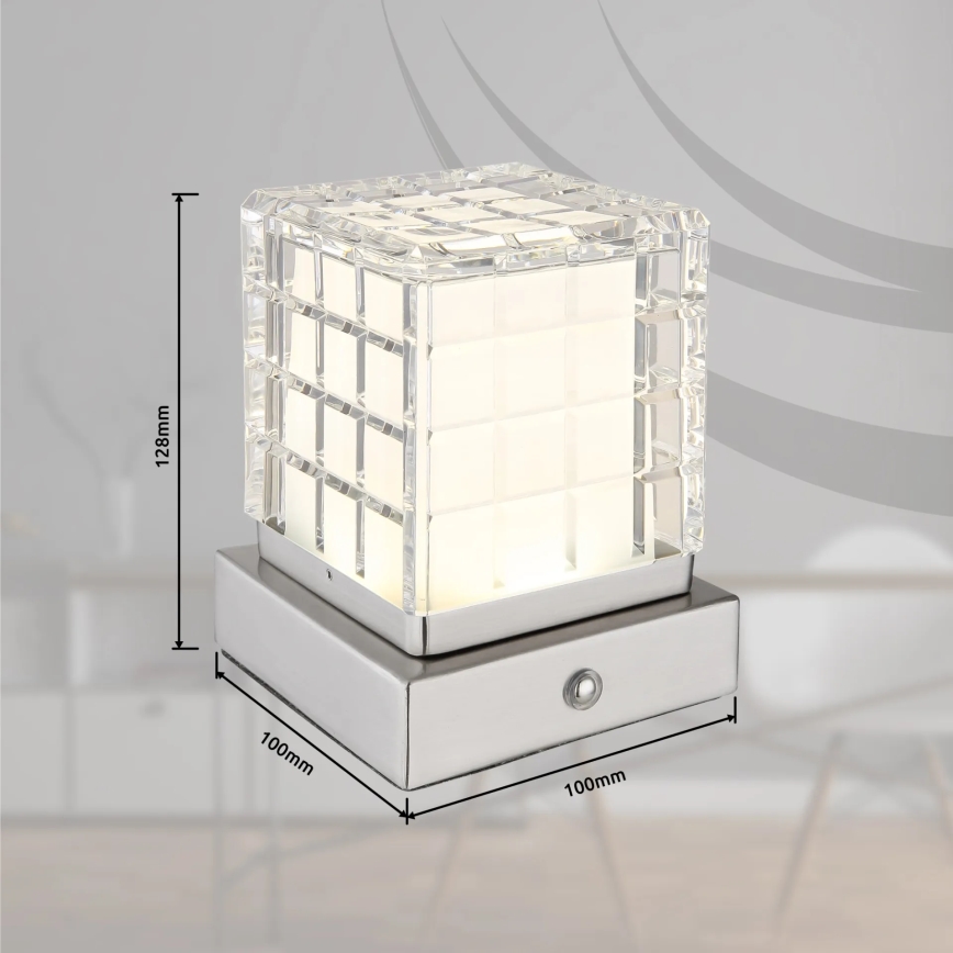 Globo - LED dimbare touch tafellamp LED/2,5W/3,7V 2700K/4000K/6500K 1800 mAh USB mat chroom
