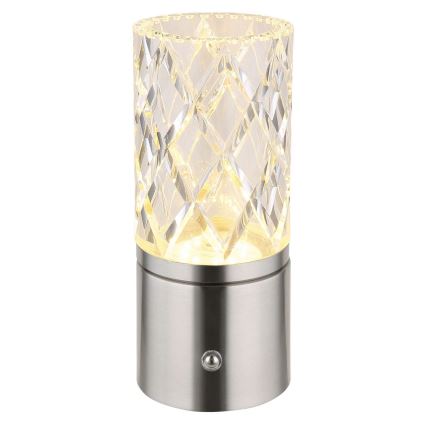Globo - LED dimbare touch tafellamp LED/2,5W/3,7V 2700K/4000K/6500K 1800 mAh USB mat chroom
