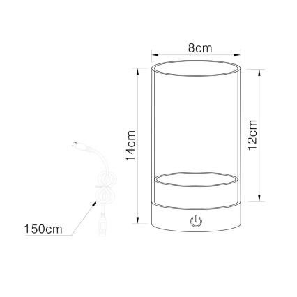 Globo - LED Buiten dimbaar oplaadbaar aanraken tafellamp LED/2W/3,7V 2700/4000/6500K 1200mAh IP44 beige