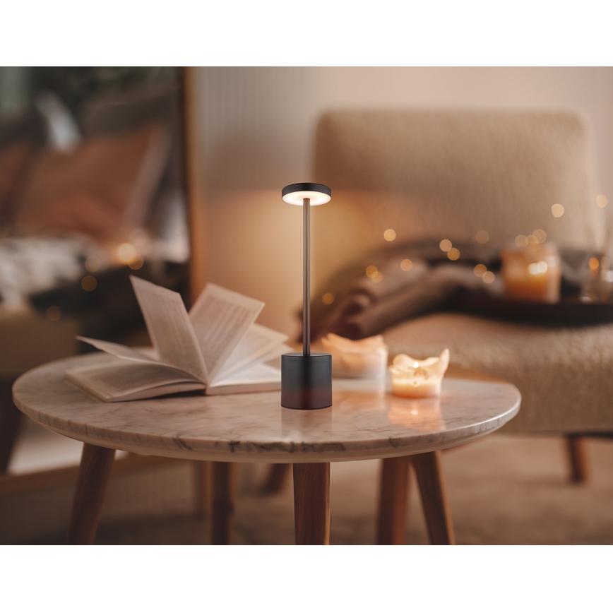 Globo - Lampe de table tactile à intensité variable LED/1,2W/3,7V 2000K/3500K/7000K 1200 mAh USB noir