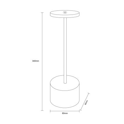 Globo - Lampe de table tactile à intensité variable LED/1,2W/3,7V 2000K/3500K/7000K 1200 mAh USB noir
