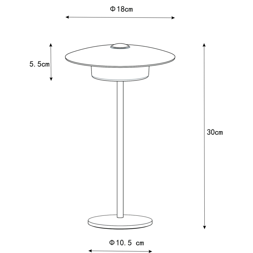 Globo - LED Buiten oplaadbaar aanraken tafellamp LED/3W/3,7V 1800/2700/3000K IP44 1800 mAh grijs
