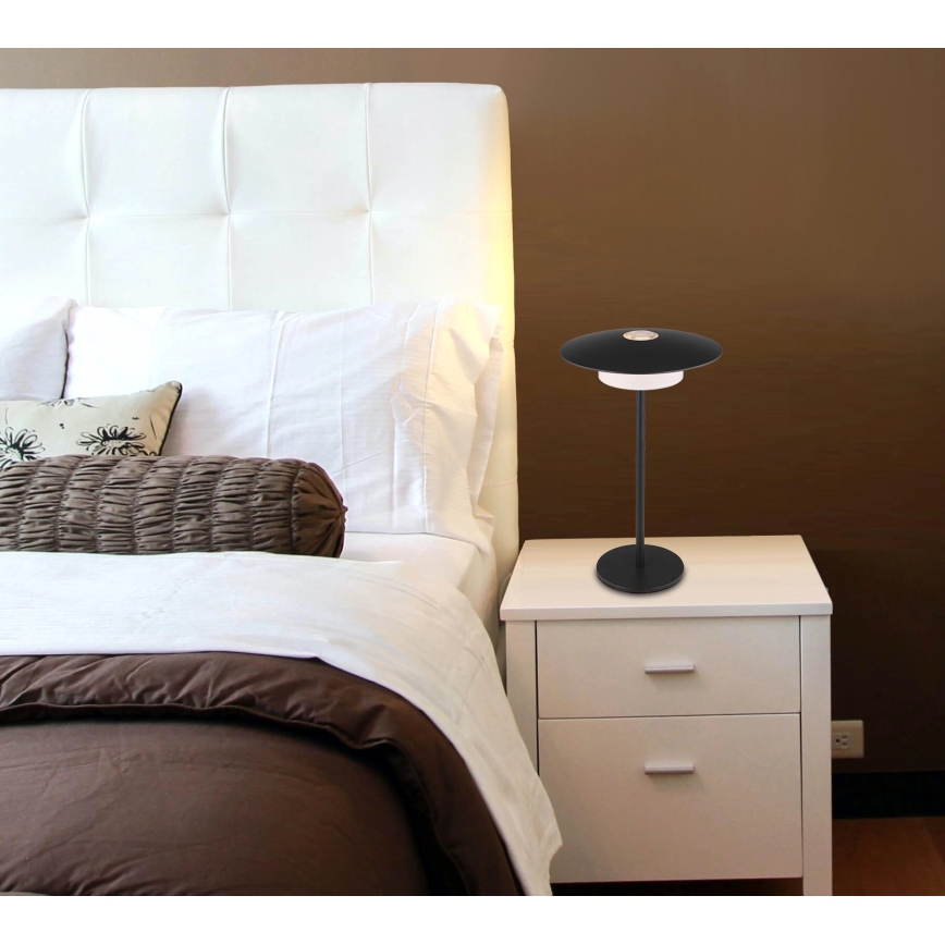 Globo - LED Buiten oplaadbaar aanraken tafellamp LED/3W/3,7V 1800/2700/3000K IP44 1800 mAh zwart