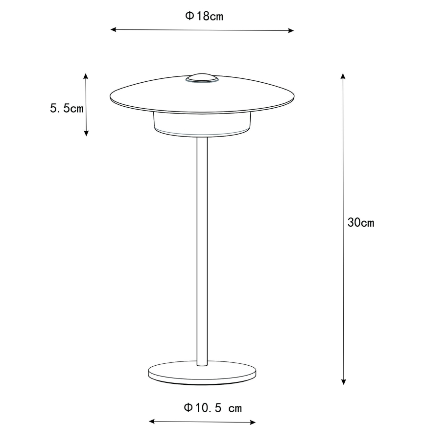 Globo - LED Buiten oplaadbaar aanraken tafellamp LED/3W/3,7V 1800/2700/3000K IP44 1800 mAh zwart