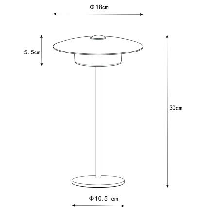 Globo - LED Draadloze Buiten Touch Tafellamp LED/3W/3,7V 1800/2700/3000K IP44 1800 mAh wit