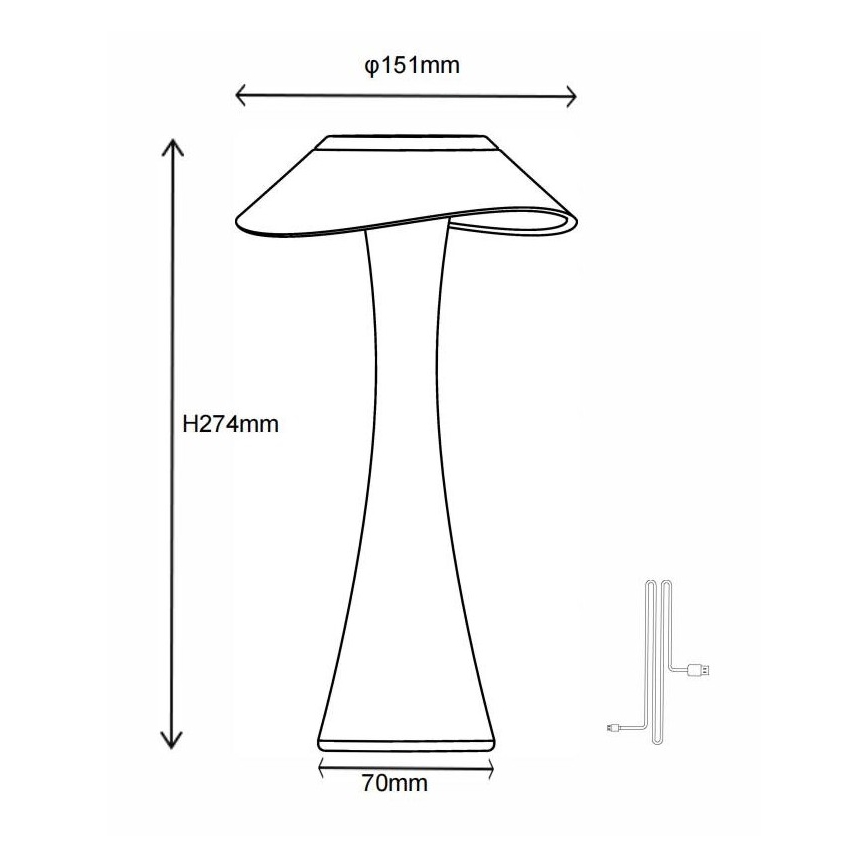 Globo - Lampe de bureau rechargeable à LED à intensité variable, 2,5 W/3,7 V, 1200 mAh, 2700/4500/6500 K, dorée