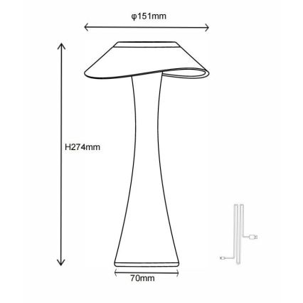 Globo - Lampe de table à intensité variable rechargeable LED/2,5W/3,7V 1200mAh 2700K/4500K/6500K blanc
