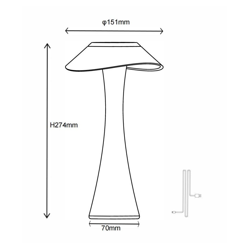 Globo - Lampe de table à intensité variable rechargeable LED/2,5W/3,7V 1200mAh 2700K/4500K/6500K noir