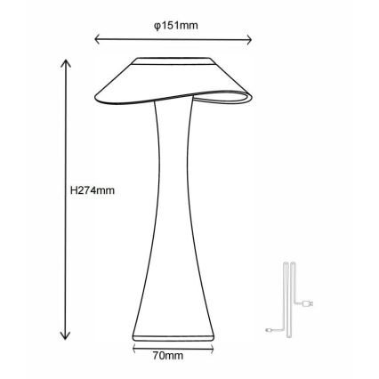 Globo - LED Dimbare oplaadbare tafellamp LED/2,5W/3,7V 1200mAh 2700K/4500K/6500K zwart