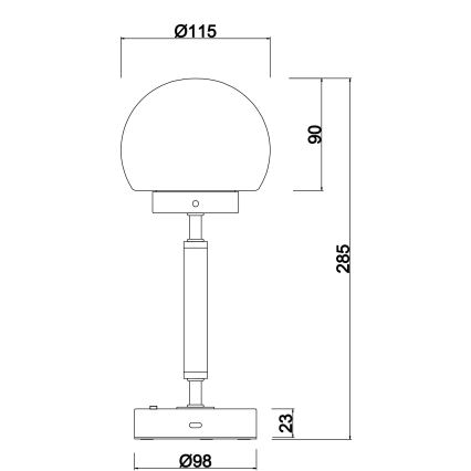 Globo - LED Dimbare oplaadbare touch tafellamp LED/2,5W/5V 1800mAh 2700/4000/6500K mat chroom