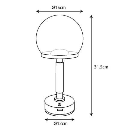 Globo - Lampe de table tactile rechargeable et à intensité variable LED/2,5W/5V 1800mAh 2700/4000/6500K Rose doré