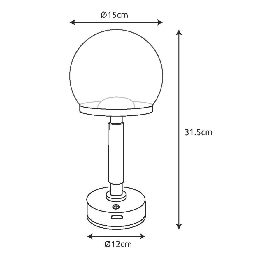 Globo - LED Dimbare oplaadbare touch tafellamp LED/2,5W/5V 1800mAh 2700/4000/6500K zwart