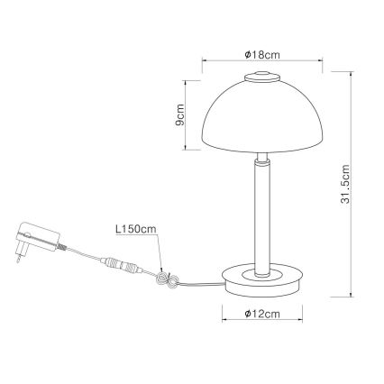 Globo - Dimbare tafellamp met touchbediening LED/7W/230V 3000K mat chroom