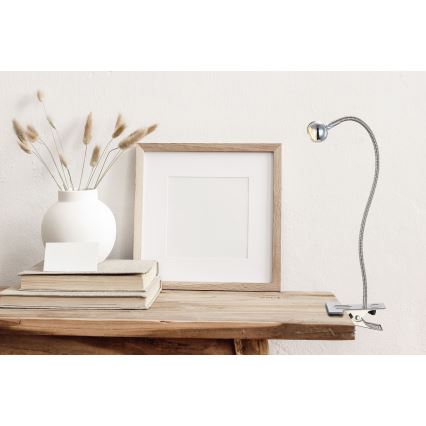 Globo - Lampe LED flexible à pince LED/3W/230V chrome mat
