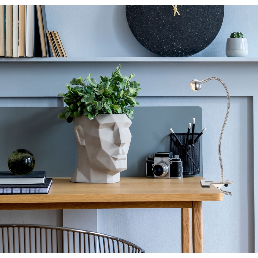 Globo - Lampe LED flexible à pince LED/3W/230V chrome mat