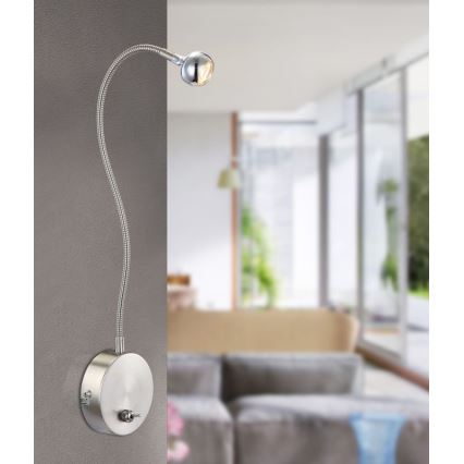 Globo - LED Flexibele lamp LED/3W/230V glanzend chroom