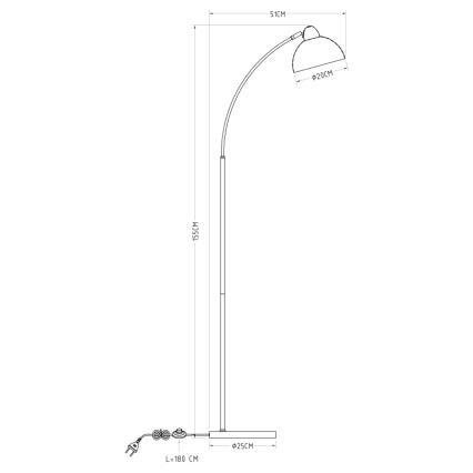 GLOBO 24703SR - Lampadaire ANITA 1xE27/40W/230V