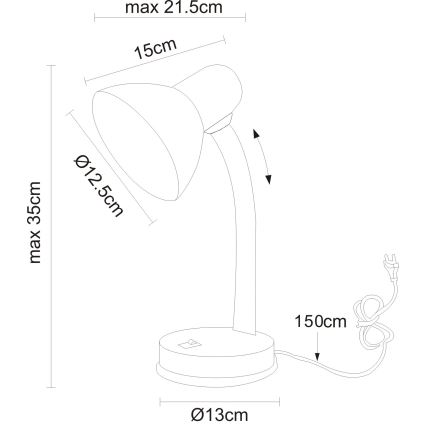 Globo - Tafellamp 1xE27/40W/230V zwart