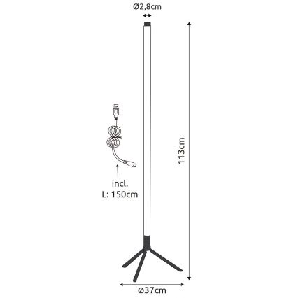 Globo - Lampadaire RGB à intensité variable LED/7W/5V + Télécommande
