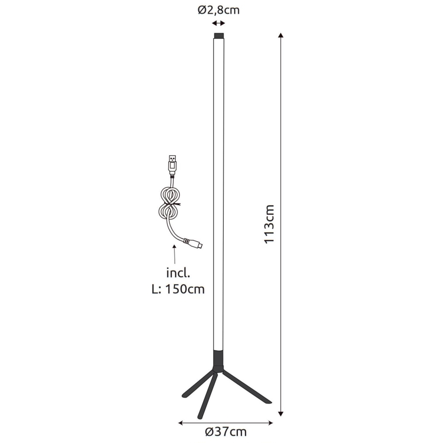 Globo - Lampadaire RGB à intensité variable LED/7W/5V + Télécommande