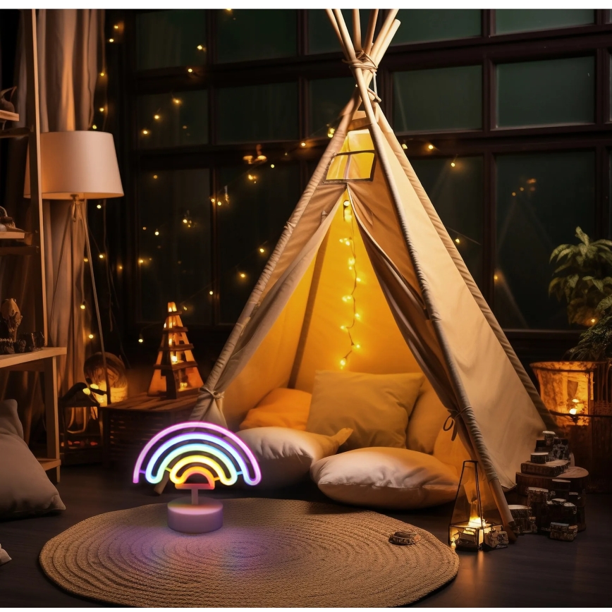 Globo - LED Neon tafel decoratie LED/2W/3xAA regenboog
