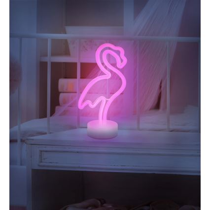 Globo - LED Neon tafeldecoratie LED/2W/3xAA flamingo