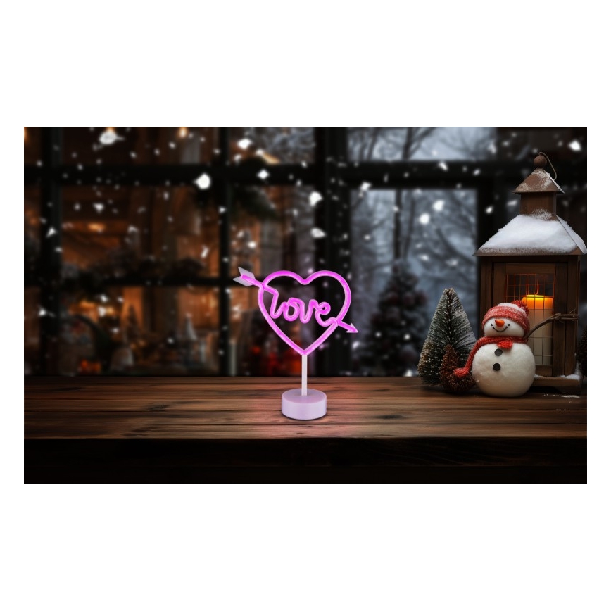 Globo - Décoration de table néon LED/2W/3xAA coeur