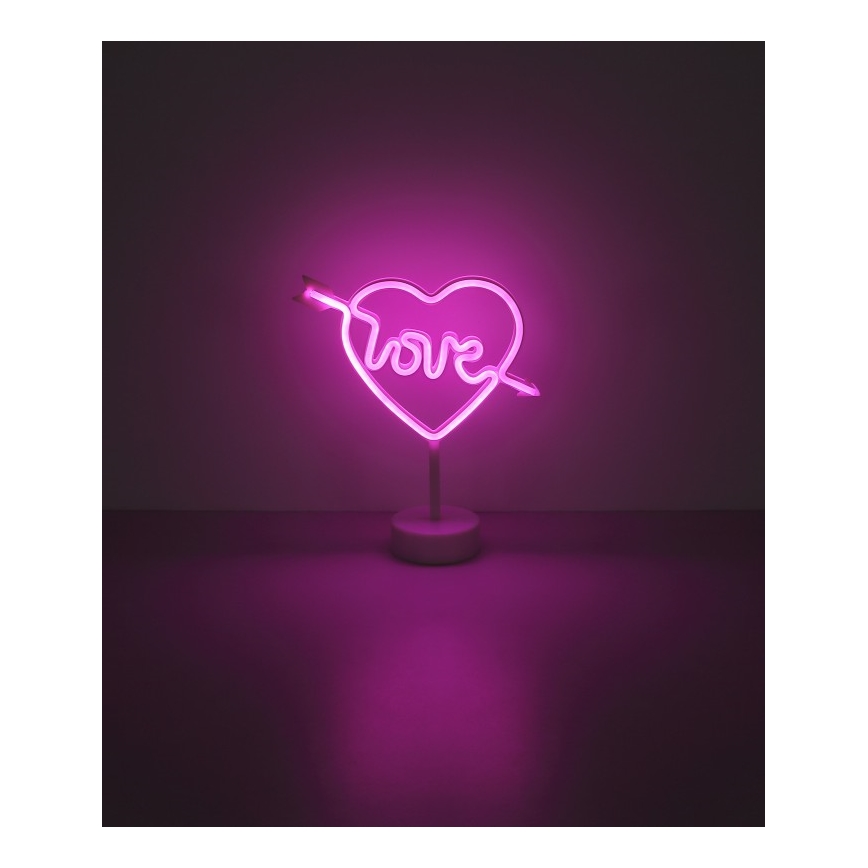 Globo - Décoration de table néon LED/2W/3xAA coeur