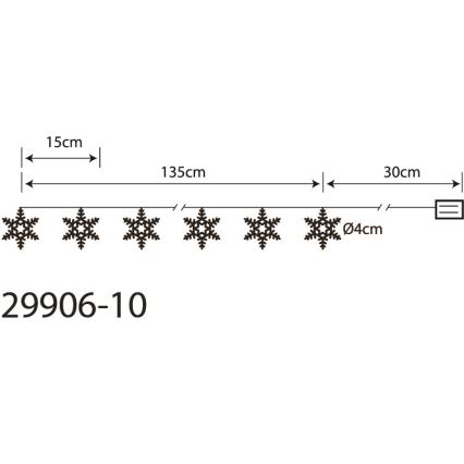 Globo 29906-10 - LED decoratieve ketting 10xLED/0,03W/2xAA