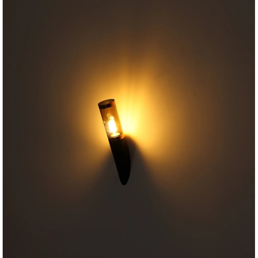 Globo - Wandlamp voor buiten 1xE27/23W/230V IP44 zwart/koper