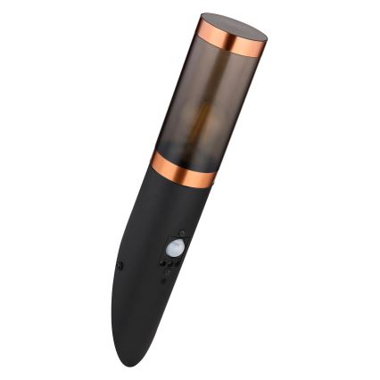 Globo - Wandlamp voor buiten met sensor 1xE27/15W/230V IP44 zwart/koper