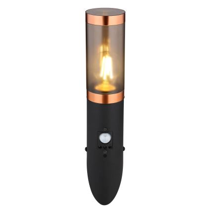 Globo - Wandlamp voor buiten met sensor 1xE27/15W/230V IP44 zwart/koper