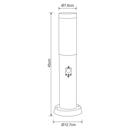 Globo - Sensorlamp voor buiten 1xE27/60W/230V 45 cm IP44