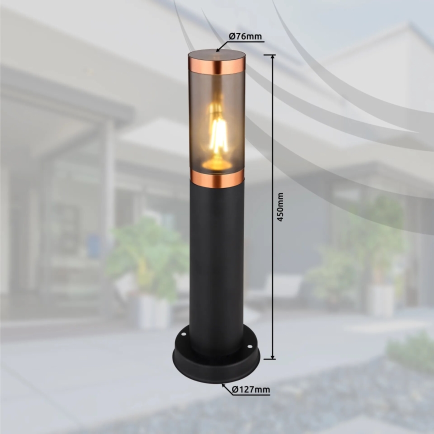 Globo - Buitenlamp 1xE27/23W/230V IP44 45 cm zwart/koper