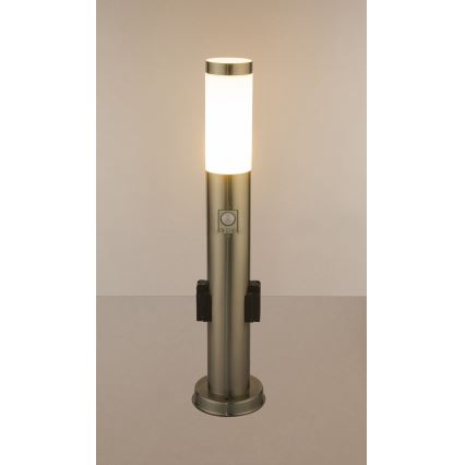 Globo - LED Buitenlamp met sensor en 2 stopcontacten LED/9W/230V 60 cm SCHUKO IP44
