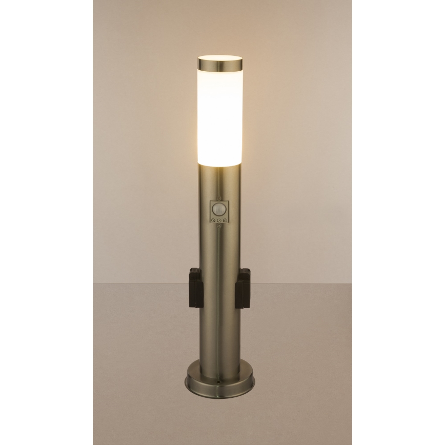Globo - LED Buitenlamp met sensor en 2 stopcontacten LED/9W/230V 60 cm SCHUKO IP44
