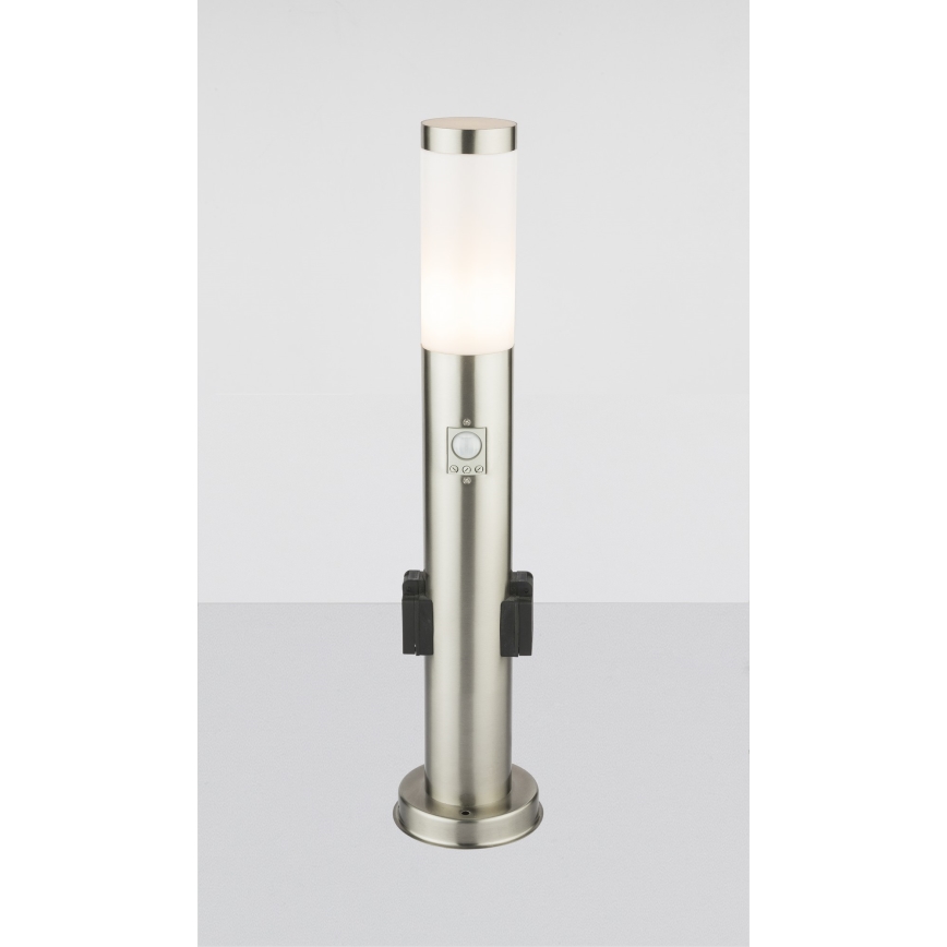 Globo - LED Buitenlamp met sensor en 2 stopcontacten LED/9W/230V 60 cm SCHUKO IP44
