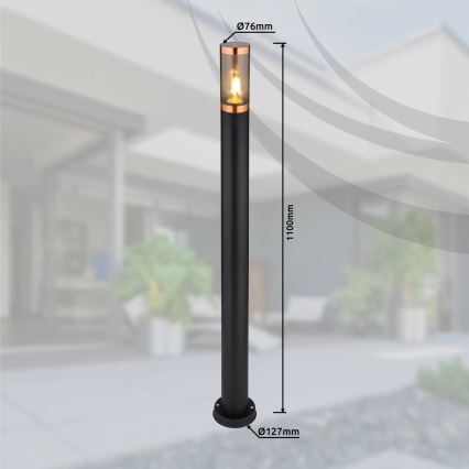 Globo - Buitenlamp 1xE27/23W/230V IP44 110 cm zwart/koper