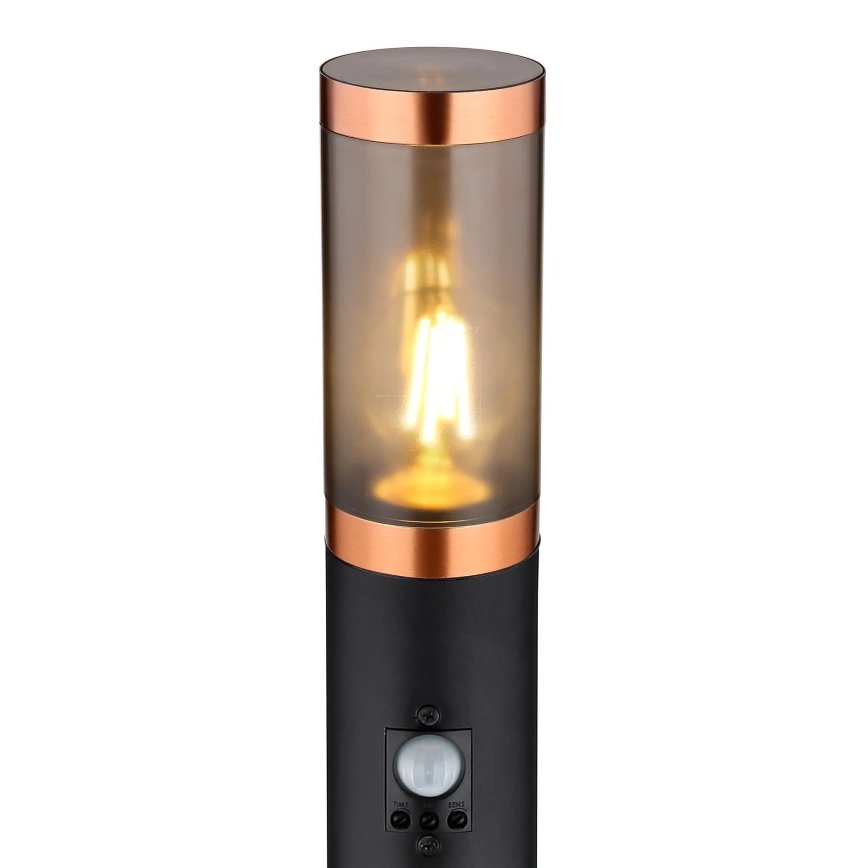 Globo - Sensorlamp voor buiten 1xE27/15W/230V IP44 110 cm zwart/koper