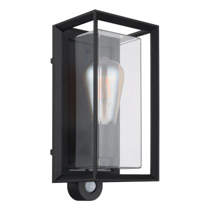 Globo - Wandlamp voor buiten met sensor 1xE27/60W/230V IP44 zwart