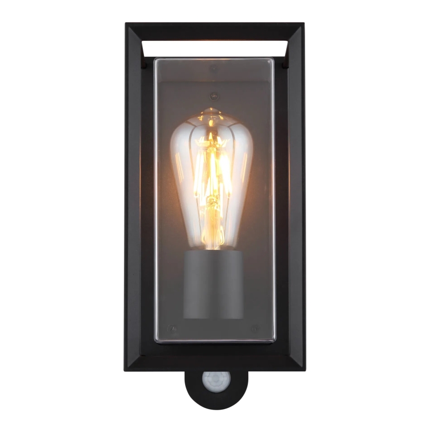 Globo - Wandlamp voor buiten met sensor 1xE27/60W/230V IP44 zwart