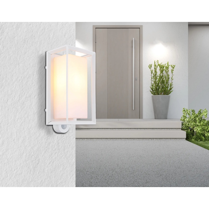 Globo - Wandlamp voor buiten met sensor 1xE27/60W/230V IP44 wit