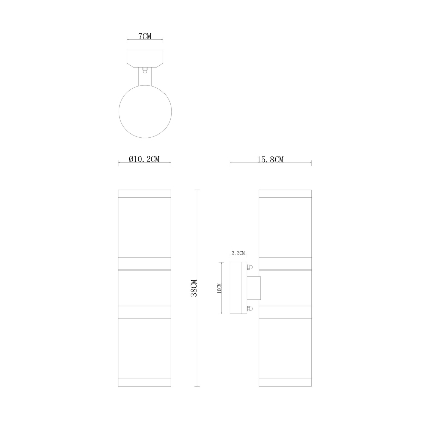 Globo - Wandlamp voor buiten 2xE27/60W/230V IP44