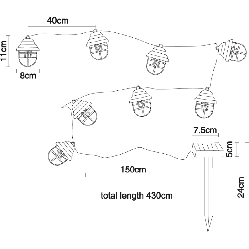 Globo - LED Solar decoratieve lamp 8xLED/3,2V IP44 200 mAh