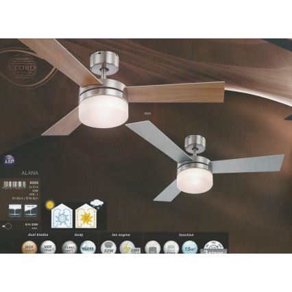 Globo - Ventilateur de plafond 2xE14/40W/230V