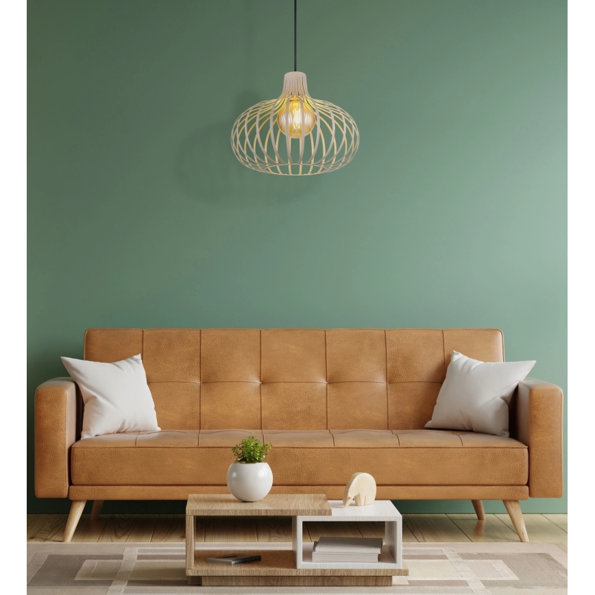 Globo - Pendellamp met kabel 1xE27/40W/230V beige