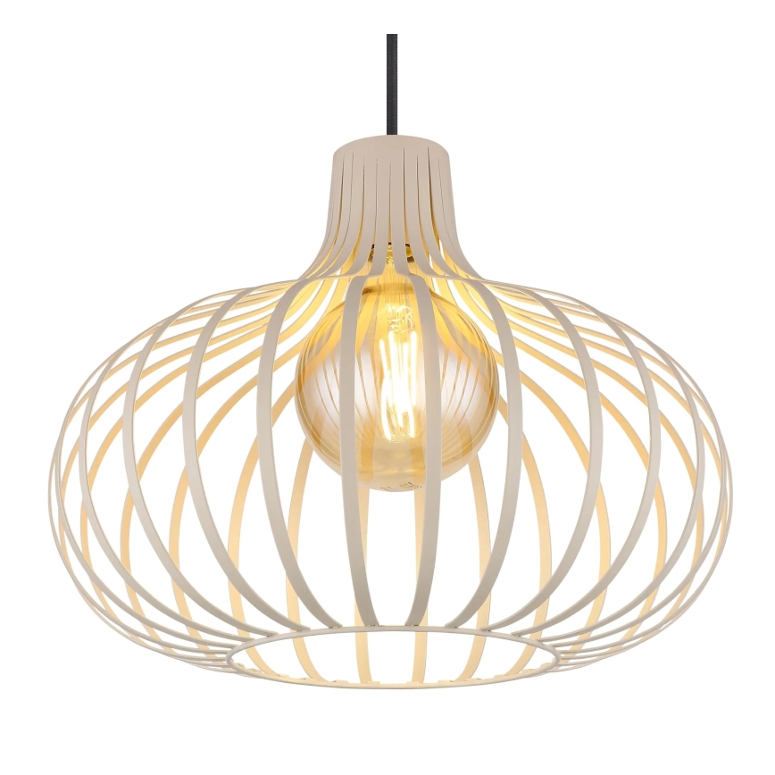 Globo - Pendellamp met kabel 1xE27/40W/230V beige