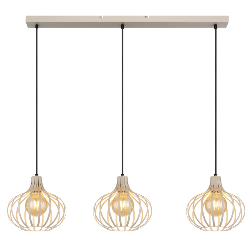 Globo - Hanglamp met kabelophanging 3xE27/40W/230V beige