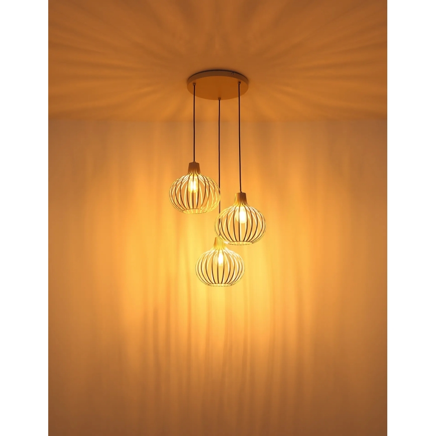 Globo - Hanglamp aan kabel 3xE27/40W/230V beige