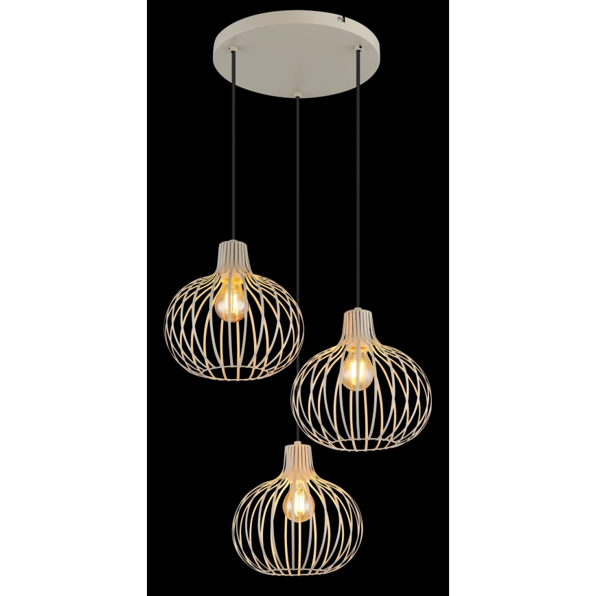Globo - Hanglamp aan kabel 3xE27/40W/230V beige